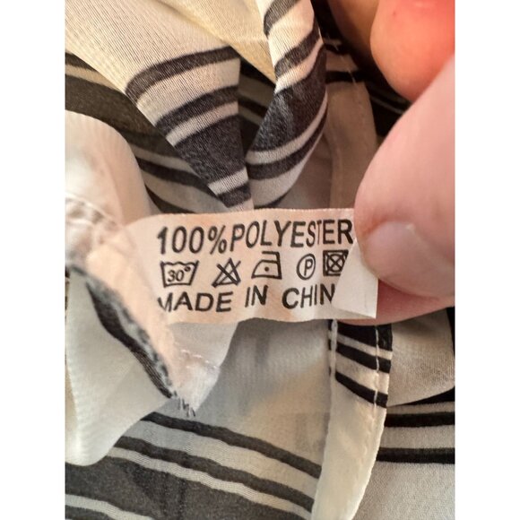 Black & White Striped Lightweight Kaftan With Tassels One Size 100% Polyester Wo - Picture 6 of 16